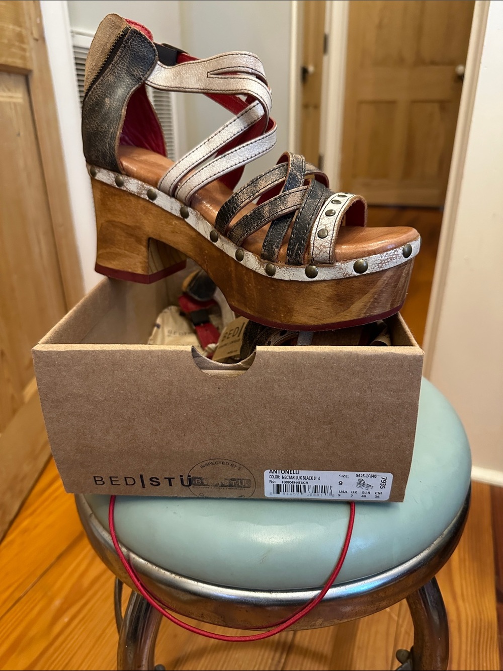 BED|STU Metallic Bronze and Brown Leather Platform Sandal